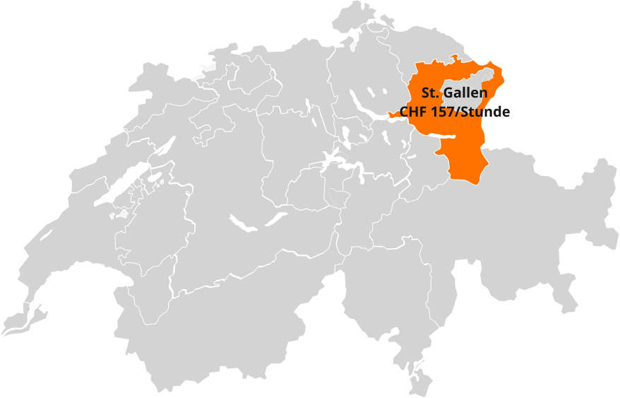 Kanton St Gallen auf der Schweizer Karte