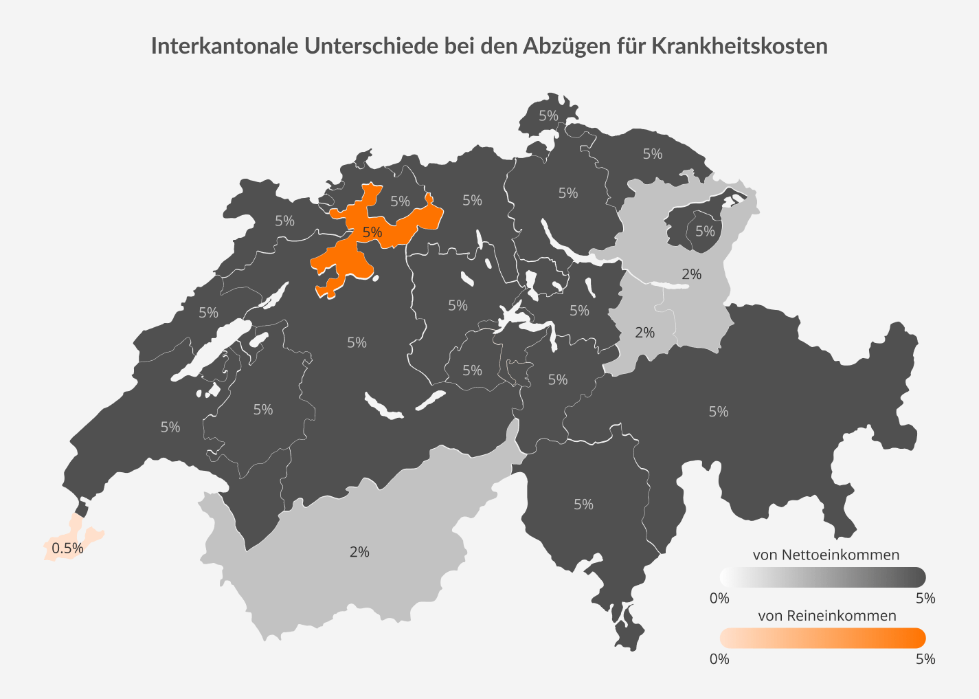 Interkantonale Unterschiede bei den Abzügen für Krankheitskosten